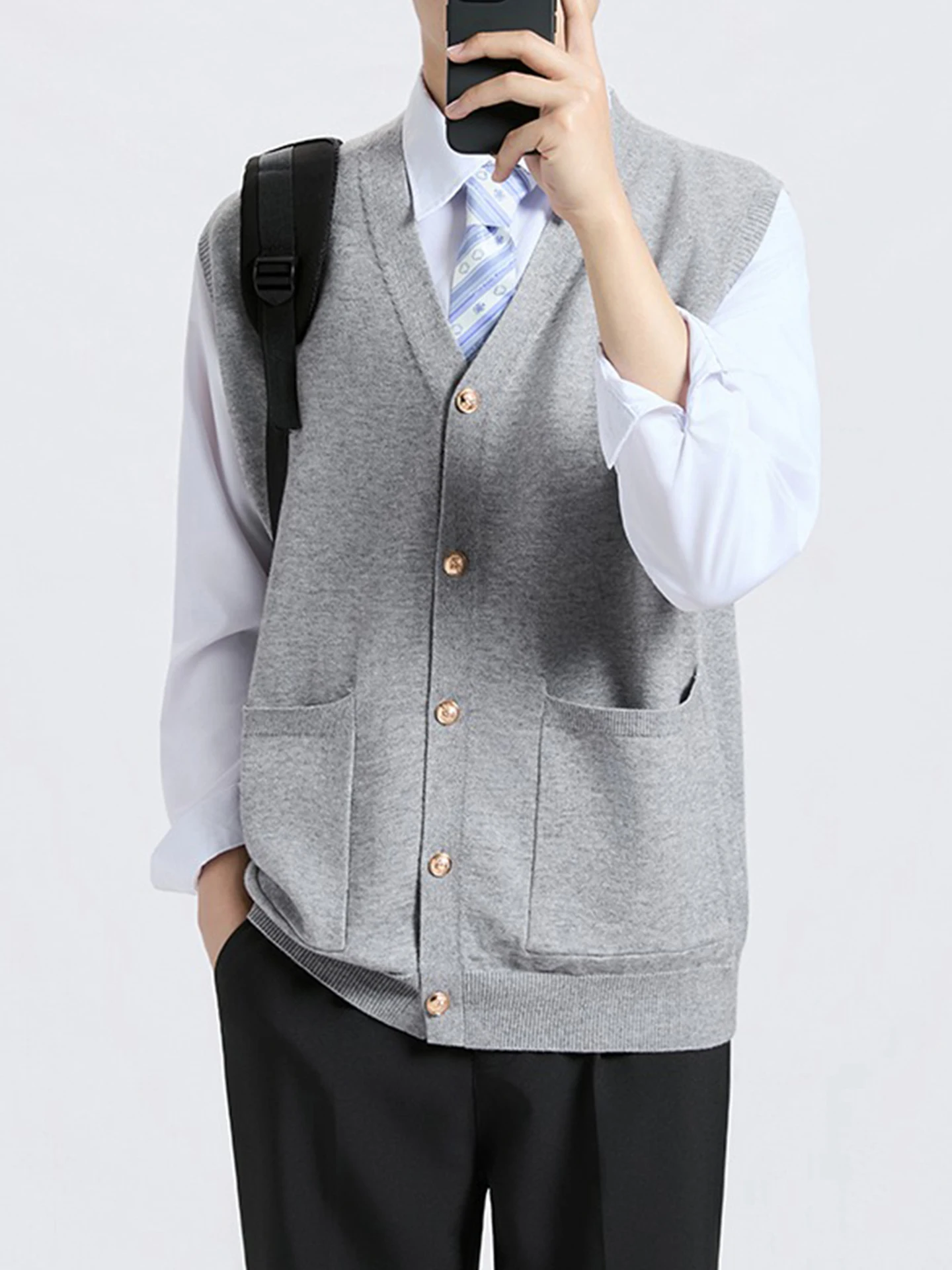 Japanese Style Knitted Open Cardigan Pure Color Casual Sleeveless Vest Outerwear College Style Knitwear Versatile Leisurely
Japanese Style Knitted Open Cardigan Pure Color Casual Sleeveless Vest Outerwear College Style Knitwear Versatile Leisurely
