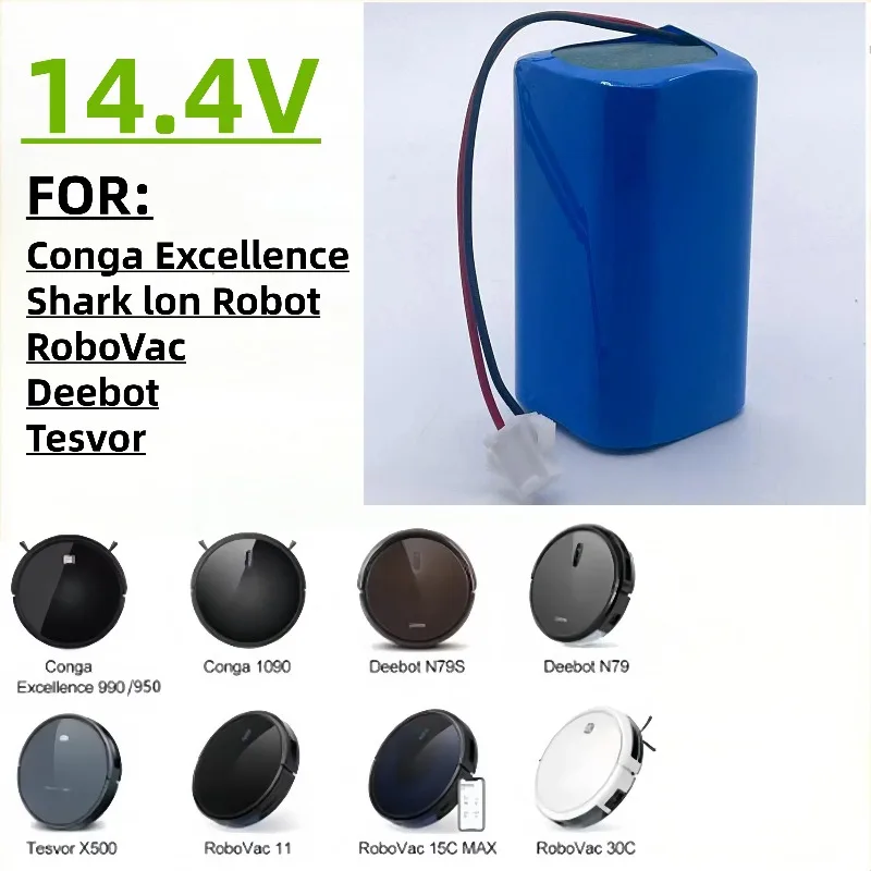 Аккумулятор для подметальной машины 14,4 В, совместимый с моделями Deebot, Eufy, Tesvor950, 990, N79, как RoboVac 11S, X500 и другими моделями.
Аккумулятор для подметальной машины 14,4 В, совместимый с моделями Deebot, Eufy, Tesvor950, 990, N79, как RoboVac 11S, X500 и другими моделями.