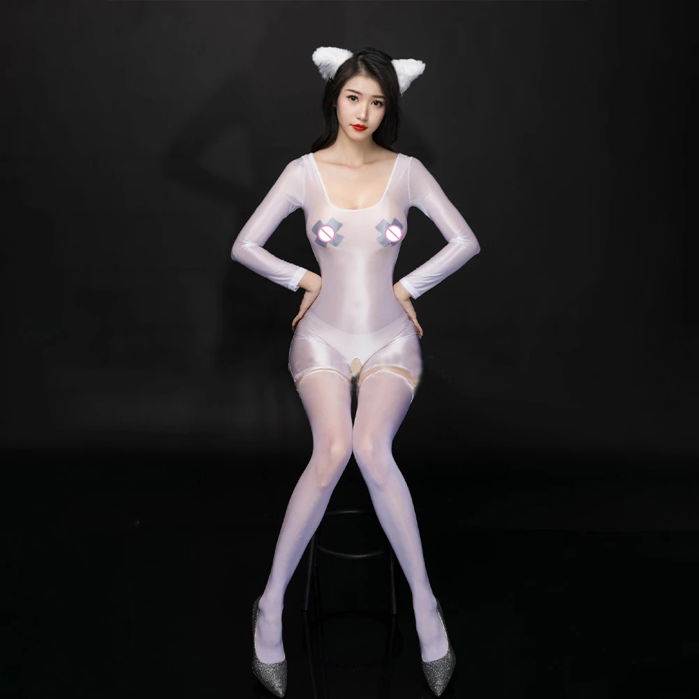 Women Sexy Oil Shiny Glossy Bodysuit Ultra Thin Transparent Jumpsuit Open Crotch Erotic Lingerie Seductive Leotard Clubwear
Women Sexy Oil Shiny Glossy Bodysuit Ultra Thin Transparent Jumpsuit Open Crotch Erotic Lingerie Seductive Leotard Clubwear