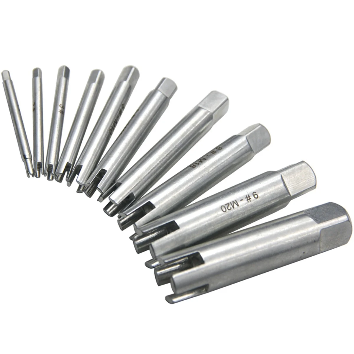 A002 10pc Broken Head Tap Extractor -M22 Hand Thread Extractor Broken Thread Tapping Counter Thread Tap Tool Set