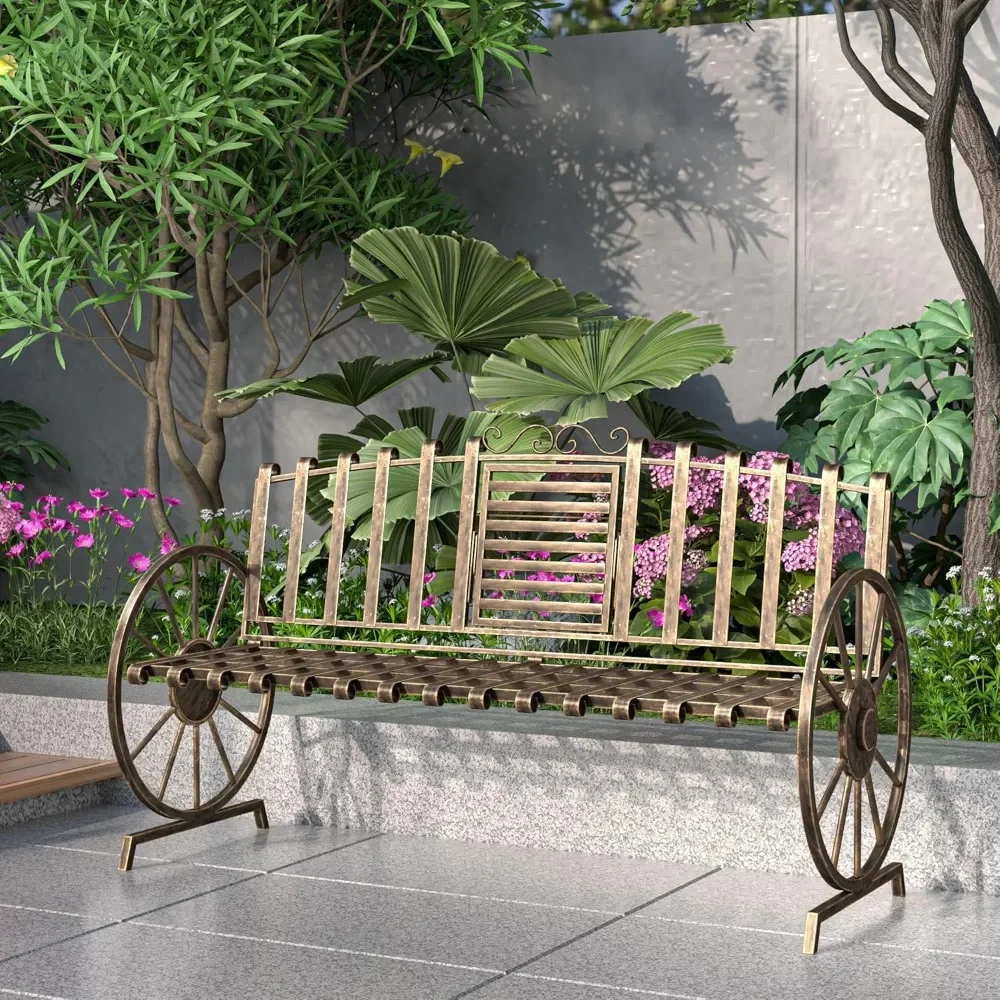 Outdoor Bench Patio Outdoor Garden Bench with Built-in Table, Wagon Wheel Arms, 3 People Outdoor Bench
Outdoor Bench Patio Outdoor Garden Bench with Built-in Table, Wagon Wheel Arms, 3 People Outdoor Bench