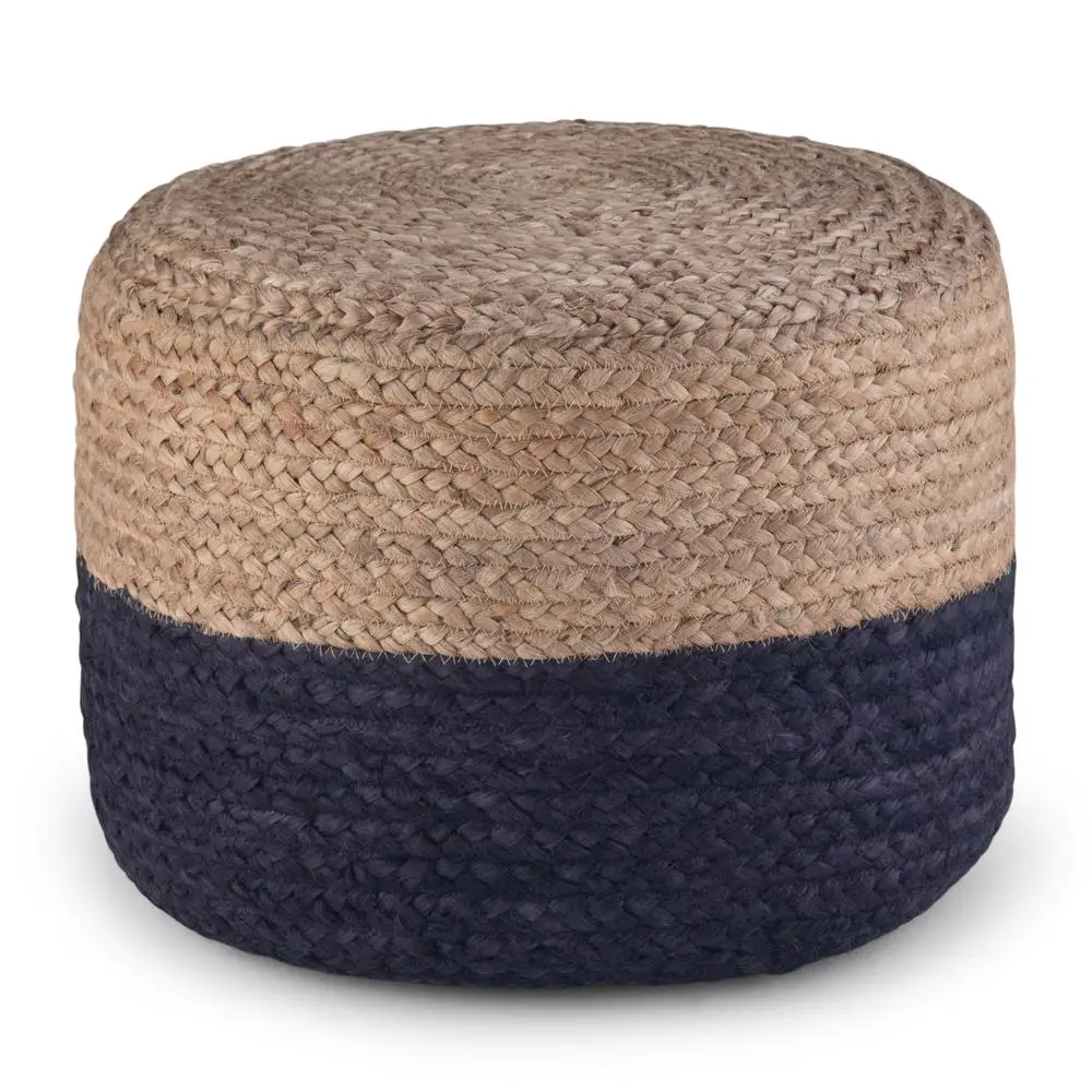 Jute Round Pouf Ottoman Footstool Navy Natural Braided Accent Furniture 18" Diameter
Jute Round Pouf Ottoman Footstool Navy Natural Braided Accent Furniture 18" Diameter