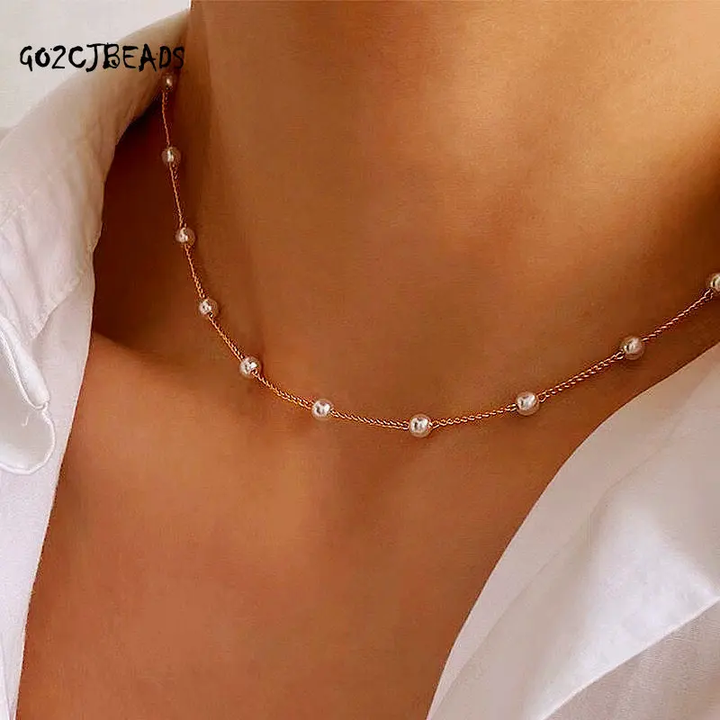 Pearl Necklace for Women Fashion Collarbone Chain Girl Gift Party Simple Jewelry Beaded Pearl Necklaces Woman
Pearl Necklace for Women Fashion Collarbone Chain Girl Gift Party Simple Jewelry Beaded Pearl Necklaces Woman