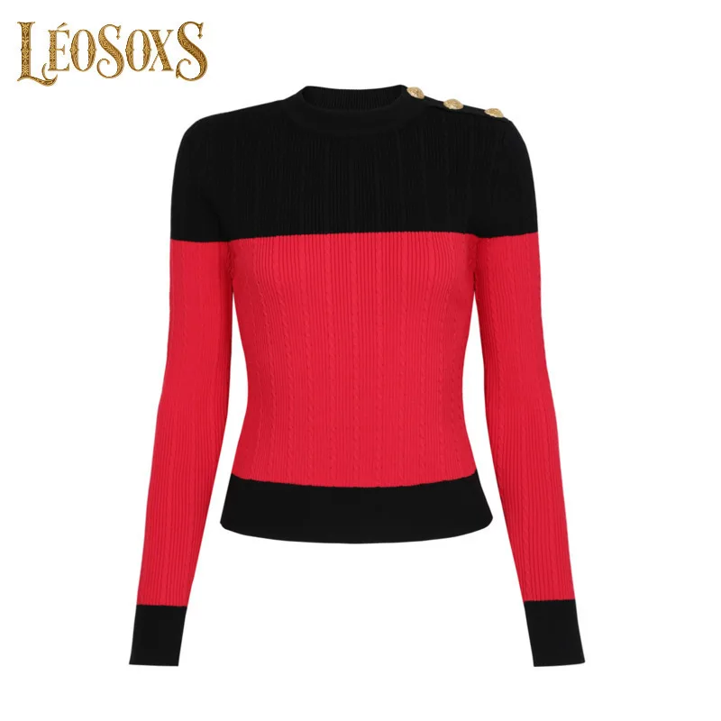 LEOSOXS High Quality 2025 Autumn New Classic Color Blocked Wool Blended Elastic Knitted Round Neck Women's Pullover Sweater
LEOSOXS High Quality 2025 Autumn New Classic Color Blocked Wool Blended Elastic Knitted Round Neck Women's Pullover Sweater