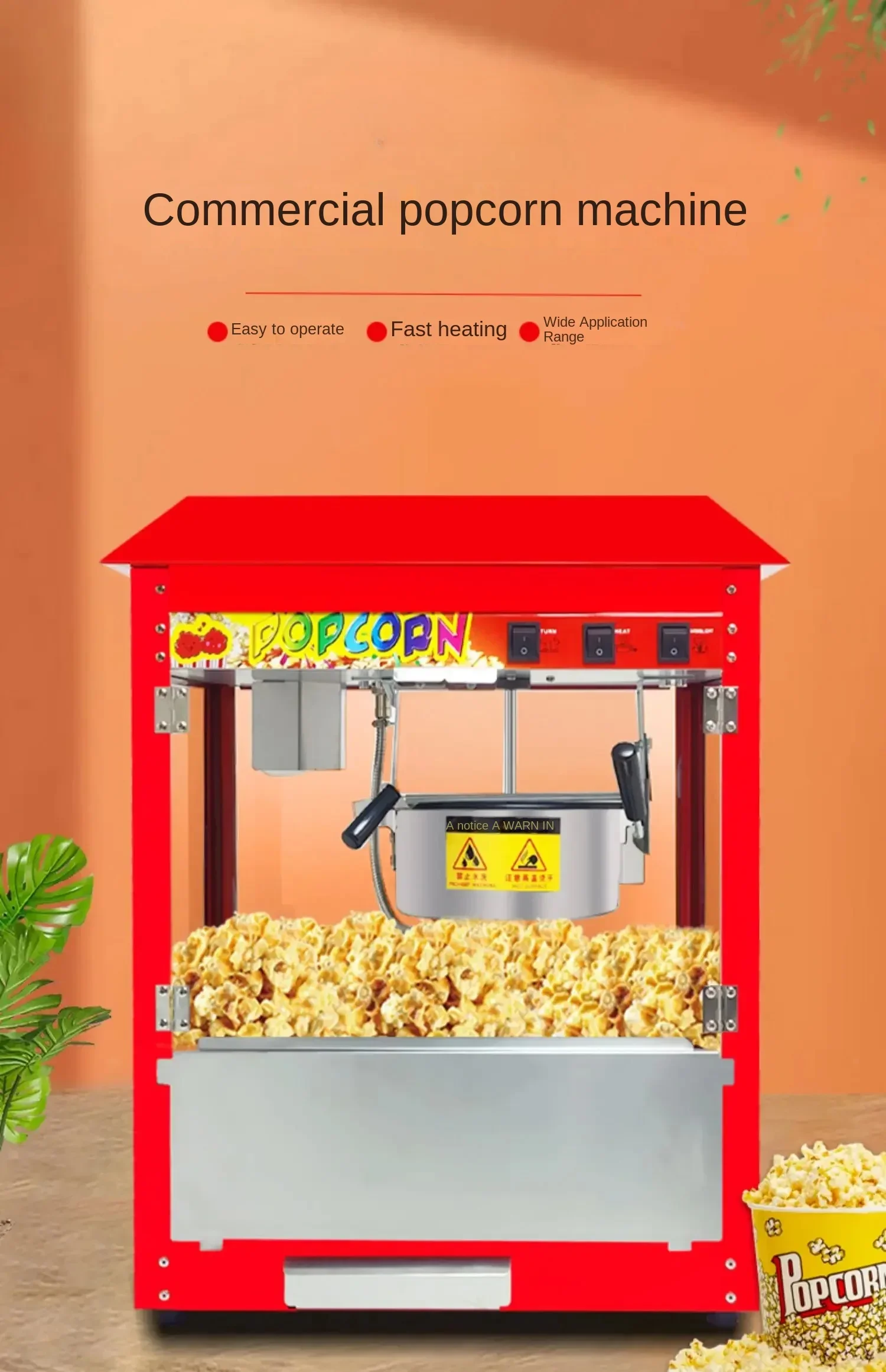 220V Commercial Popcorn Maker Machine, Large Capacity, Quick Heating, for Business Events and Parties
220V Commercial Popcorn Maker Machine, Large Capacity, Quick Heating, for Business Events and Parties