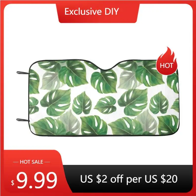 Tropical Leaves Windshield Sun Shade, Green Summer Car Accessories Auto Protector Window Visor Screen Cover Decor 55" x 29.53"
Tropical Leaves Windshield Sun Shade, Green Summer Car Accessories Auto Protector Window Visor Screen Cover Decor 55" x 29.53"