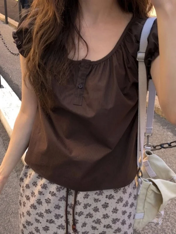 Korean Style Women's Summer Shirt Bubble Sleeve Floral Lace Trim Button up Short Coat for Small Stature Fashionable Commute
Korean Style Women's Summer Shirt Bubble Sleeve Floral Lace Trim Button up Short Coat for Small Stature Fashionable Commute