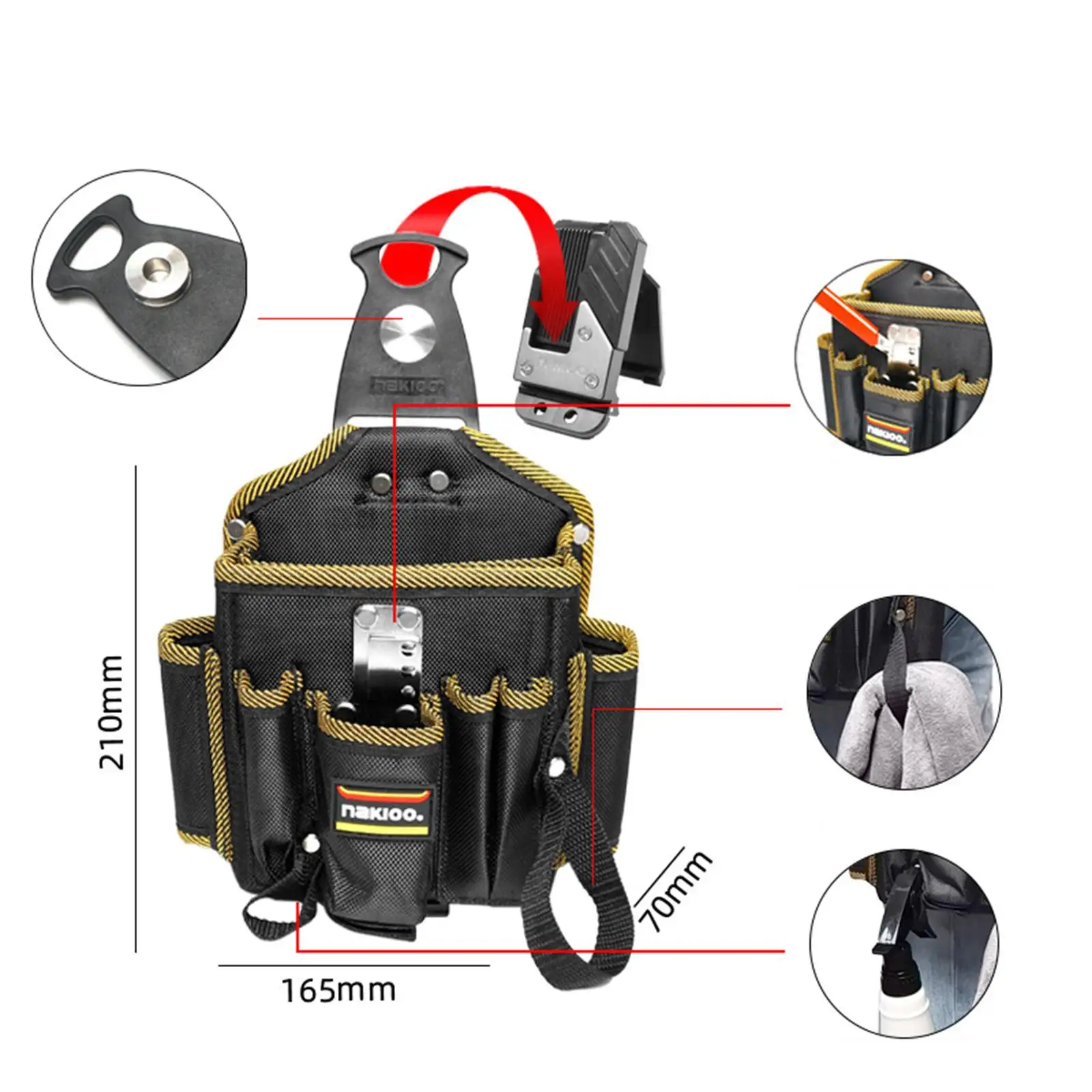 Tool Pouch with Belt Clip Toolbag Oxford Cloth Compact with Multi Pocket Portable for Carpenters Technician Friends Gifts
Tool Pouch with Belt Clip Toolbag Oxford Cloth Compact with Multi Pocket Portable for Carpenters Technician Friends Gifts