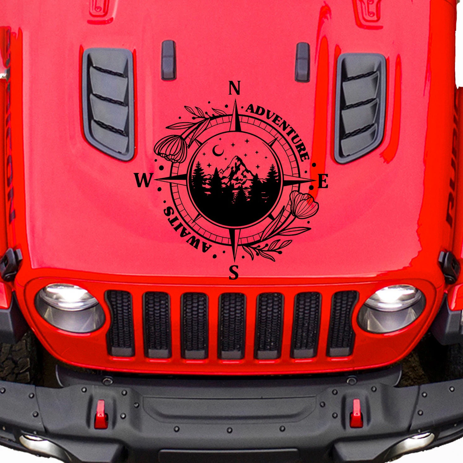 Large Compass Mountain Flower Car Sticker Adventure Awaits Travel Decal for Offroad Trailer Truck Car Hood Bumper Vehicle Decor
Large Compass Mountain Flower Car Sticker Adventure Awaits Travel Decal for Offroad Trailer Truck Car Hood Bumper Vehicle Decor