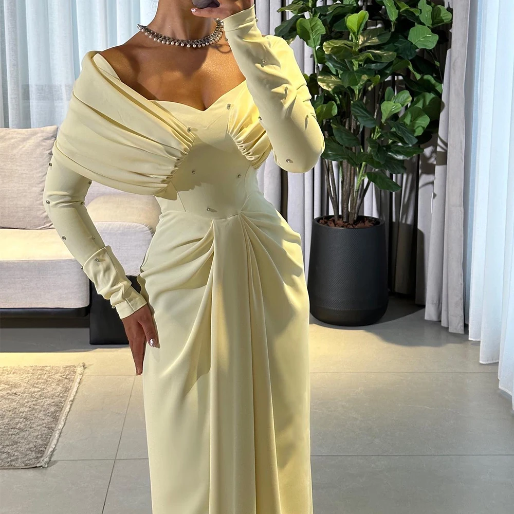 Customized High Quality Crystal Strapless Jersey Long Sleeves Evening Dress Modern Straight Ankle Length Vestido De No
Customized High Quality Crystal Strapless Jersey Long Sleeves Evening Dress Modern Straight Ankle Length Vestido De No