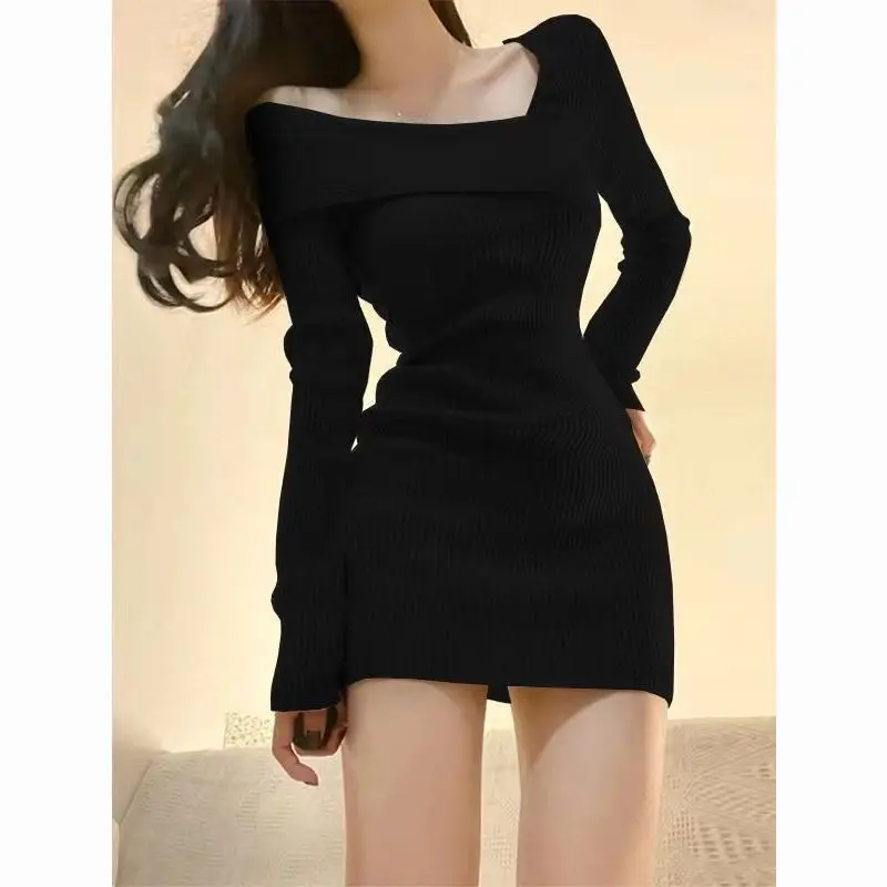 Desire Hot Girl Bodycon Dress Autumn Winter Women Inner Wear Asymmetrical Shoulder Ribbed Sweater Slim Waist Short Long Sle
Desire Hot Girl Bodycon Dress Autumn Winter Women Inner Wear Asymmetrical Shoulder Ribbed Sweater Slim Waist Short Long Sle