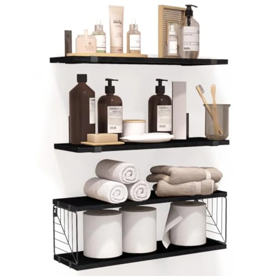3+1 Tier Bathroom Floating Shelves Over Toilet 15.8in Farmhouse Rustic Wood Shelves Black Wall Decor for Bathroom Living Room B
3+1 Tier Bathroom Floating Shelves Over Toilet 15.8in Farmhouse Rustic Wood Shelves Black Wall Decor for Bathroom Living Room B