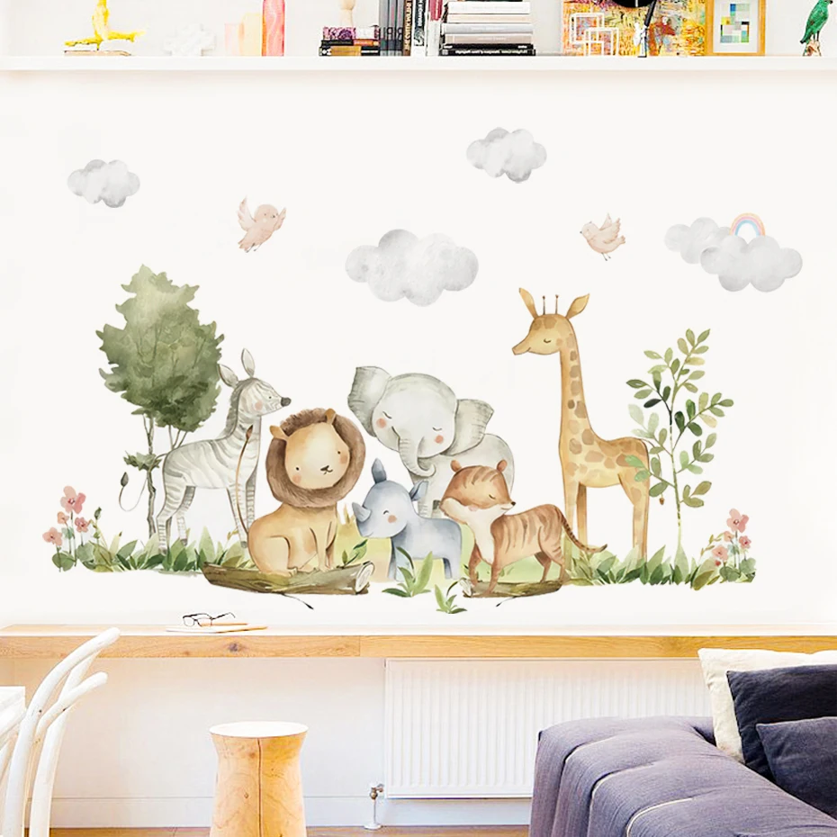 Cartoon Cute Africa Animals Elephant Giraffe Watercolor Wall Sticker for Kids Room Baby Nursery Room Wall Decals Home Decor
Cartoon Cute Africa Animals Elephant Giraffe Watercolor Wall Sticker for Kids Room Baby Nursery Room Wall Decals Home Decor