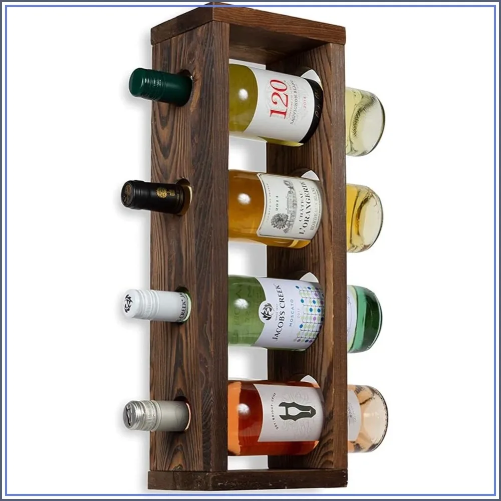 Rustic Vertical Wine Rack for 4 Bottles - Wall Mounted Wood Shelf Organizer for Home Bar Kitchen Dining Room Decor
Rustic Vertical Wine Rack for 4 Bottles - Wall Mounted Wood Shelf Organizer for Home Bar Kitchen Dining Room Decor