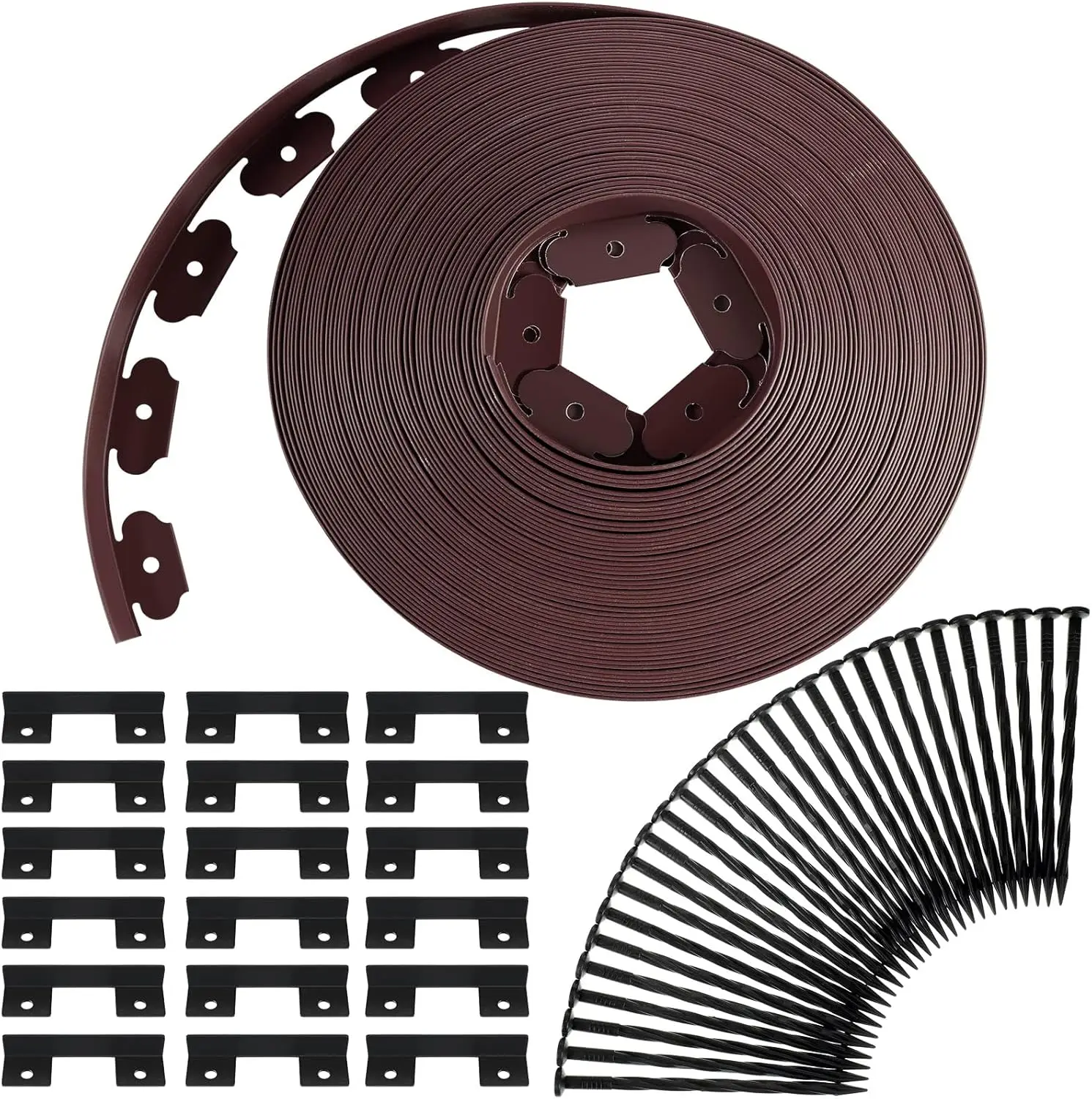 148FT 2IN Tall Landscape Edging Kit with 70 Spikes 20 Connectors Flexible Plastic Garden Border for Lawn, Yard, Flower Bed (Brown)
148FT 2IN Tall Landscape Edging Kit with 70 Spikes 20 Connectors Flexible Plastic Garden Border for Lawn, Yard, Flower Bed (Brown)