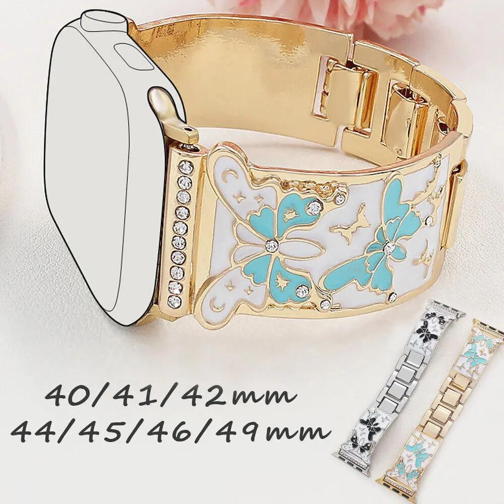 Jewelry Butterfly Metal Strap For Apple Watch Series 10 42mm 46mm Band For iWatch 9 8 7 6 SE 5 4 40 41mm 44 45mm Bracelet
Jewelry Butterfly Metal Strap For Apple Watch Series 10 42mm 46mm Band For iWatch 9 8 7 6 SE 5 4 40 41mm 44 45mm Bracelet