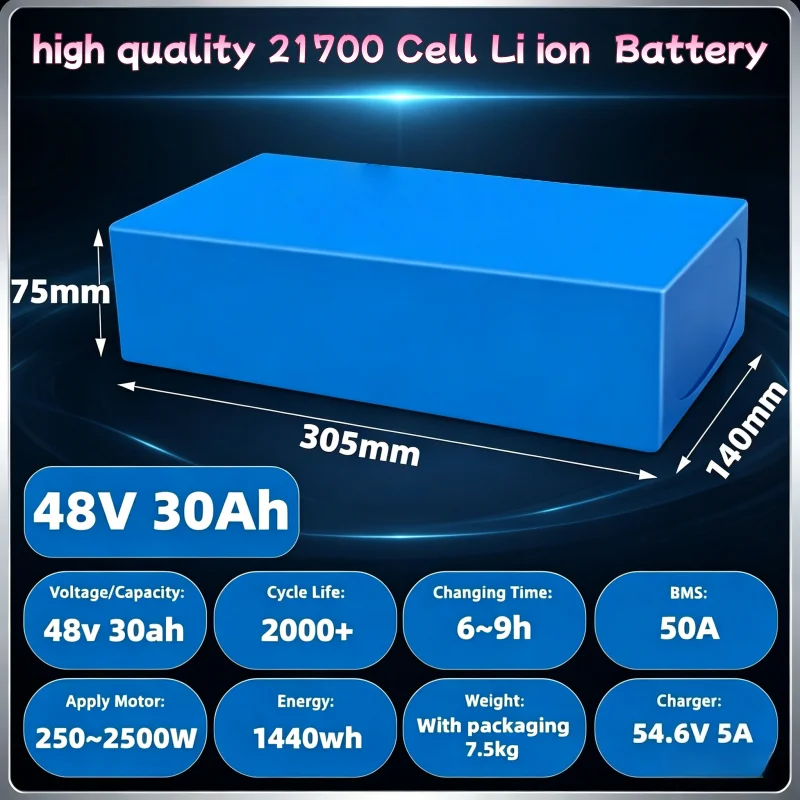 New Aleaivy 48V 30Ah Bike Li-ion Battery Pack with 50A BMS, High Quality Cell Upgrade for Bicycle Scooter Longboard Parts
New Aleaivy 48V 30Ah Bike Li-ion Battery Pack with 50A BMS, High Quality Cell Upgrade for Bicycle Scooter Longboard Parts