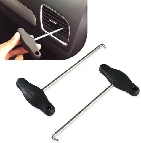 Набор инструментов MLY 2PC для снятия накладок воздуховодов автомобиля с крюком для удаления камней из шин – совместим с VW, Audi – черный
Набор инструментов MLY 2PC для снятия накладок воздуховодов автомобиля с крюком для удаления камней из шин – совместим с VW, Audi – черный