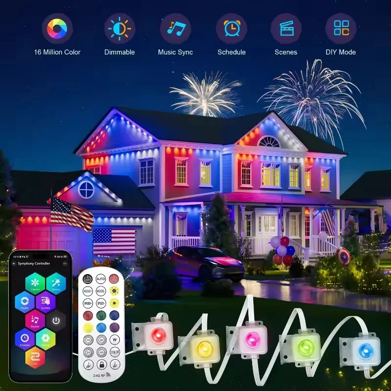 15M USB Permanent Outdoor Lights Smart RGBIC LED Eaves Lights with App/Remote Control Full House Flashing Lighting Christmas Decor
15M USB Permanent Outdoor Lights Smart RGBIC LED Eaves Lights with App/Remote Control Full House Flashing Lighting Christmas Decor