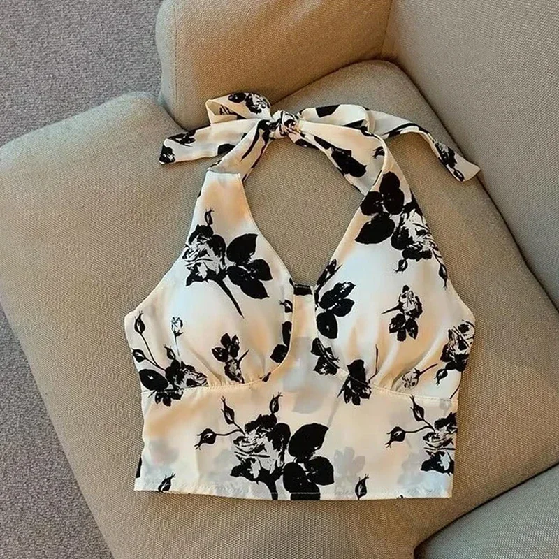 Sexy Tank Top Black Halter Crop Tops Women Summer Camis Backless Camisole Fashion Casual Floral Female Sleeveless Cropped Tank
Sexy Tank Top Black Halter Crop Tops Women Summer Camis Backless Camisole Fashion Casual Floral Female Sleeveless Cropped Tank