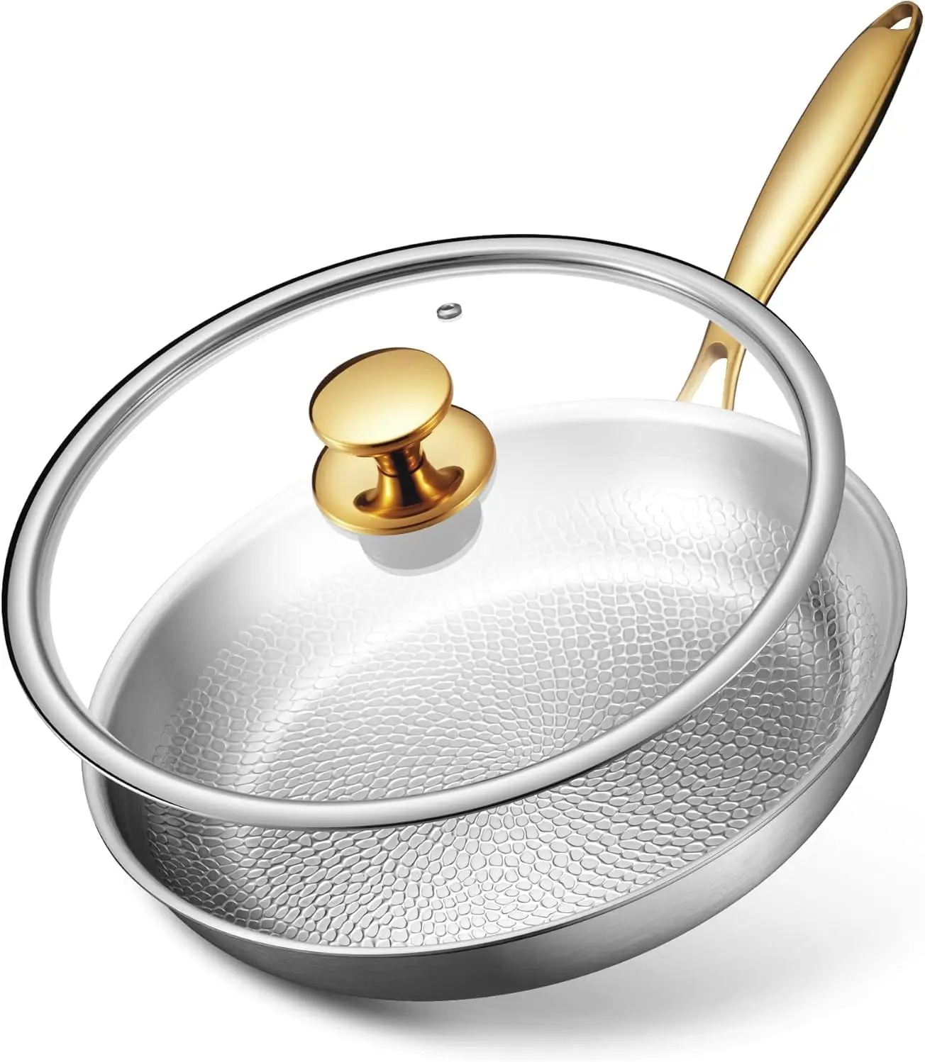 12 Inch Titanium Skillet with Lid, Hammered Nonstick Frying Pan, PFAS-Free, Induction & Oven Safe
12 Inch Titanium Skillet with Lid, Hammered Nonstick Frying Pan, PFAS-Free, Induction & Oven Safe