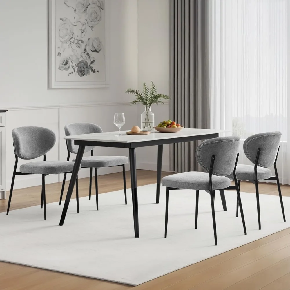 Set of 2 Chenille Dining Chairs - Modern Crescent Backrest w/ Ergonomic Support"
Set of 2 Chenille Dining Chairs - Modern Crescent Backrest w/ Ergonomic Support"