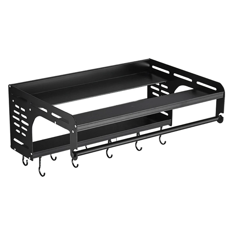 Double Layer Organizer Shelf With Hook Aluminum Seasoning Spices Bottle Storage Microwave Oven Hanging Rack For Kitchen
Double Layer Organizer Shelf With Hook Aluminum Seasoning Spices Bottle Storage Microwave Oven Hanging Rack For Kitchen