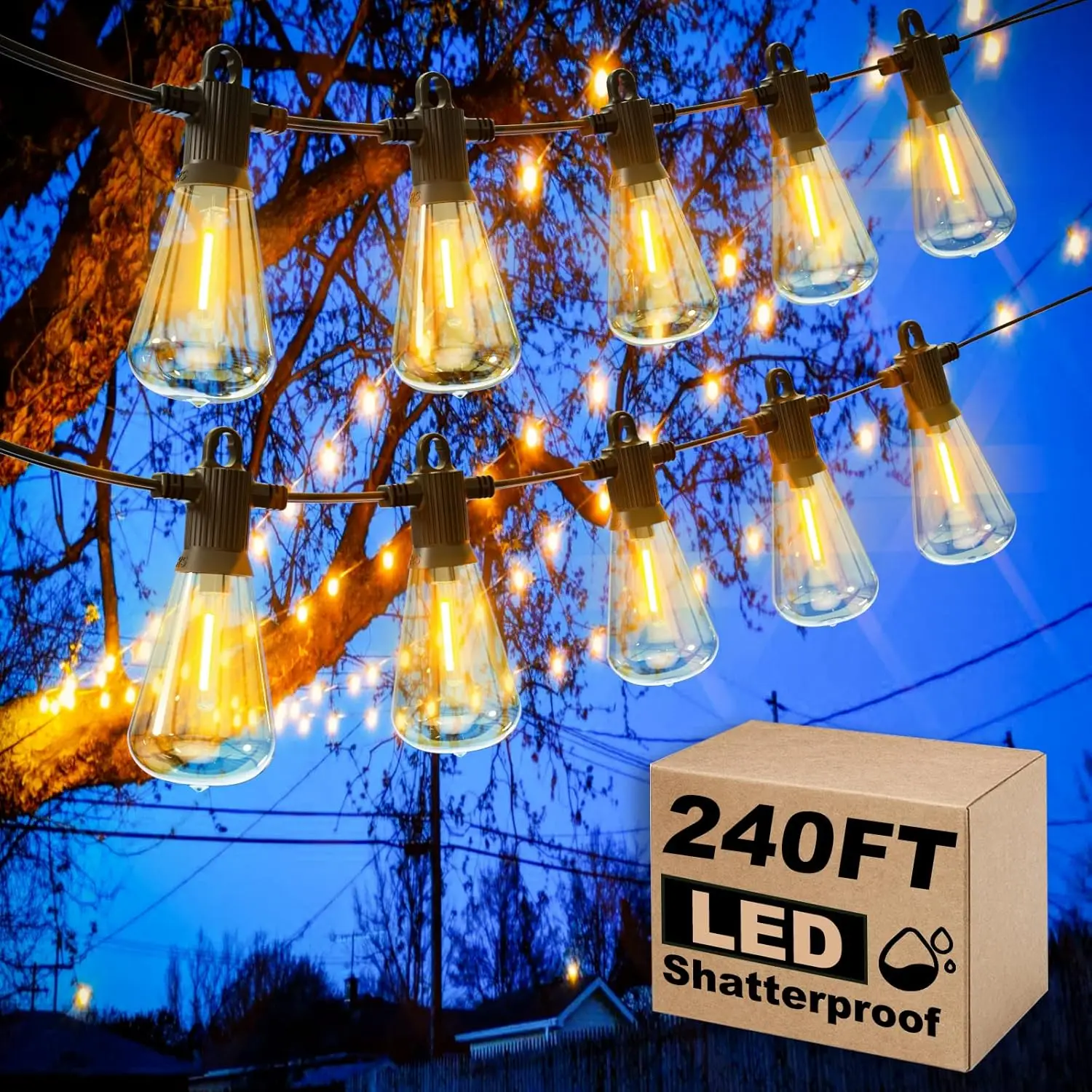 240FT LED Outdoor String Lights, 120+4 ST38 Vintage Edison Bulbs, Waterproof Connectable Patio Lights for Backyard Bistro Porch (120FTx2)
240FT LED Outdoor String Lights, 120+4 ST38 Vintage Edison Bulbs, Waterproof Connectable Patio Lights for Backyard Bistro Porch (120FTx2)