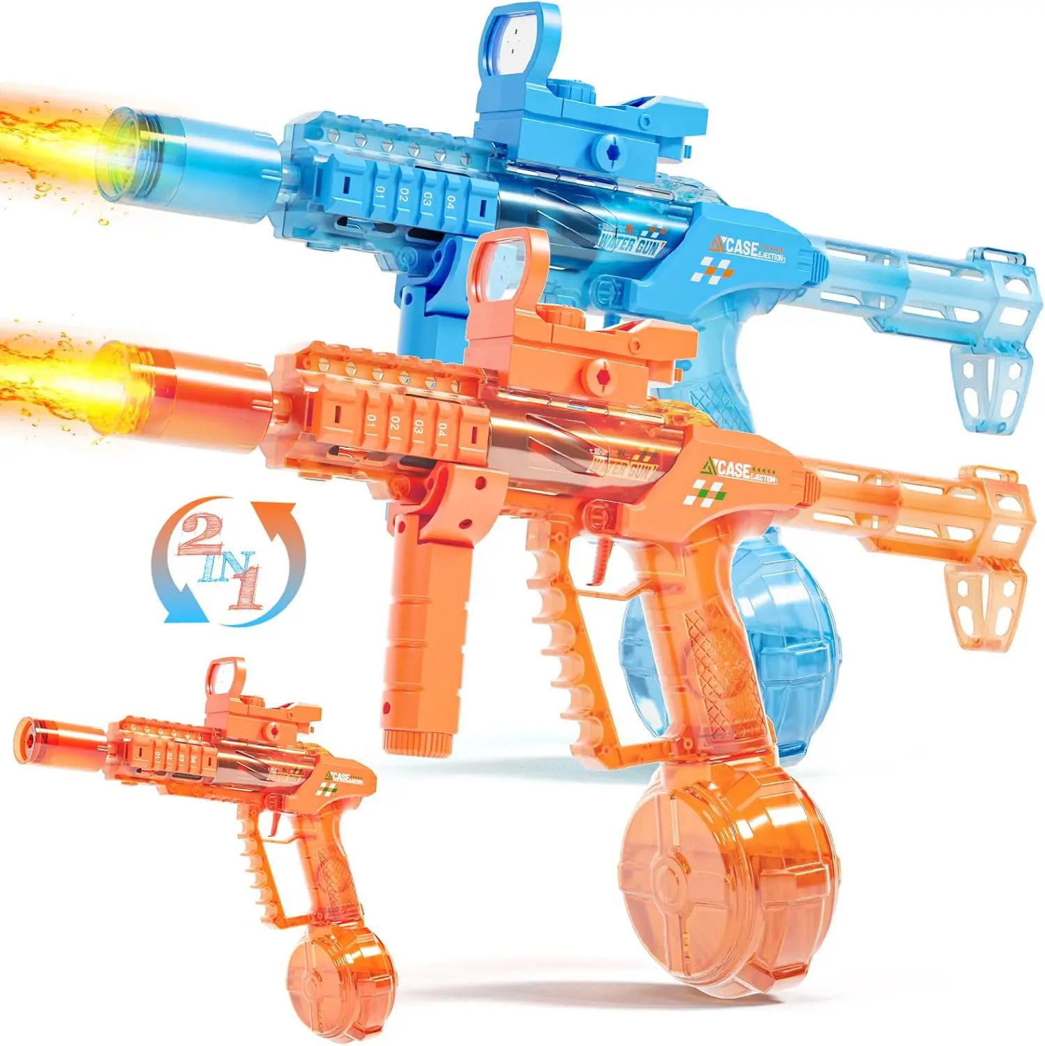 2 Pack Electric Water Gun with Sound & Lights, Long Range Automatic Squirt Blaster for Summer Outdoor Pool Beach Fun
2 Pack Electric Water Gun with Sound & Lights, Long Range Automatic Squirt Blaster for Summer Outdoor Pool Beach Fun