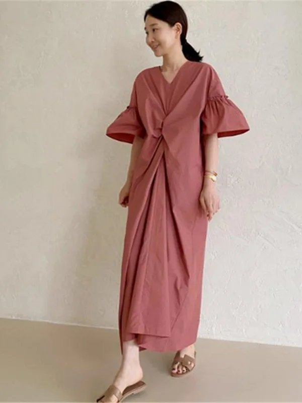 Fashionable Summer Long Asymmetrical Dress Women's Loose plus Size Casual Knee-Twisted Korean Style Cotton Blend Midi Dress
Fashionable Summer Long Asymmetrical Dress Women's Loose plus Size Casual Knee-Twisted Korean Style Cotton Blend Midi Dress