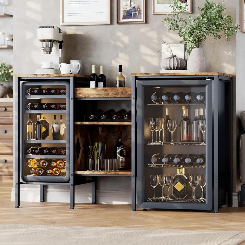 56" Mini ridge Cabinet Stand,Coee Bar Cabinet with Double Mini ridge Space,Industrial Wood & Metal Liquor Stand w/ Storage Shelv
56" Mini ridge Cabinet Stand,Coee Bar Cabinet with Double Mini ridge Space,Industrial Wood & Metal Liquor Stand w/ Storage Shelv