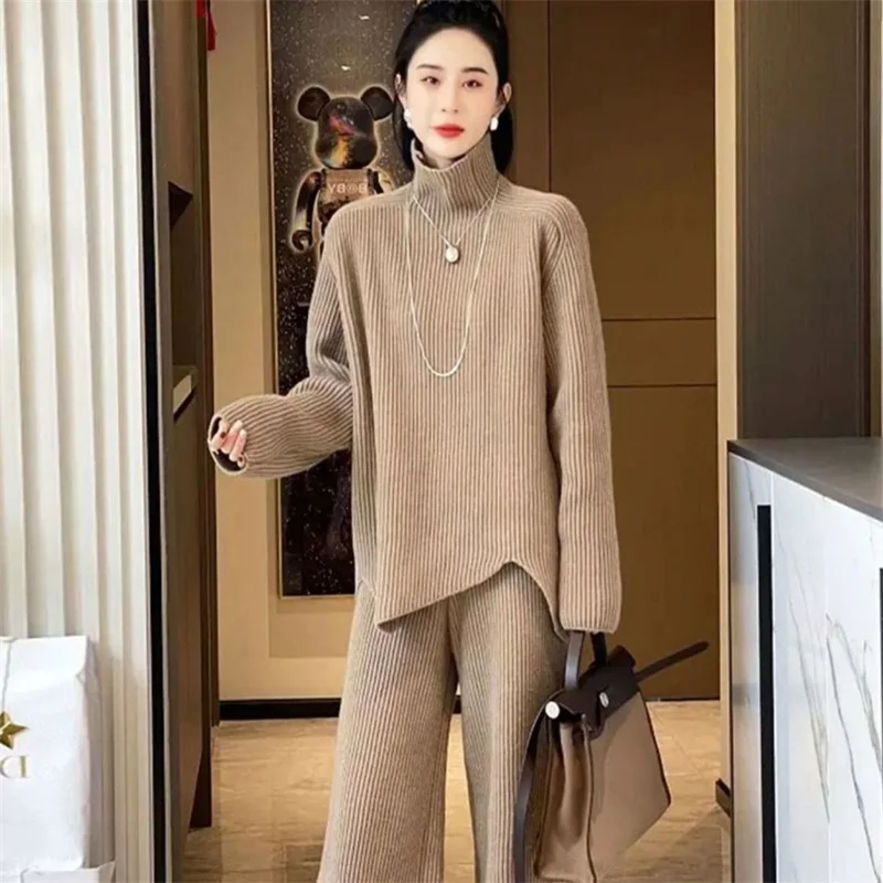 Women New Fashion Versatile Knitting Sweater Sets 2023 Autumn Winter Female Loose and Warm Casual Wide Leg Pants Two Piece Sets
Women New Fashion Versatile Knitting Sweater Sets 2023 Autumn Winter Female Loose and Warm Casual Wide Leg Pants Two Piece Sets