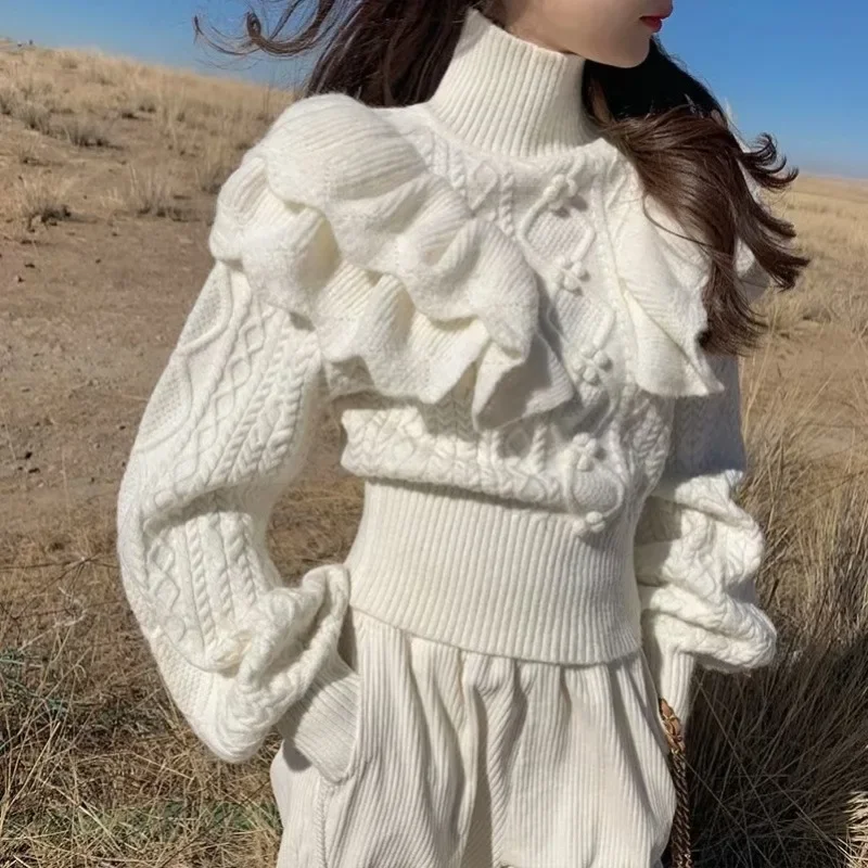 2024 New Sweet Pullover Slimming and Stylish Knitted Top with Ruffle Edge and Thick High Neck Sweater for Women
2024 New Sweet Pullover Slimming and Stylish Knitted Top with Ruffle Edge and Thick High Neck Sweater for Women