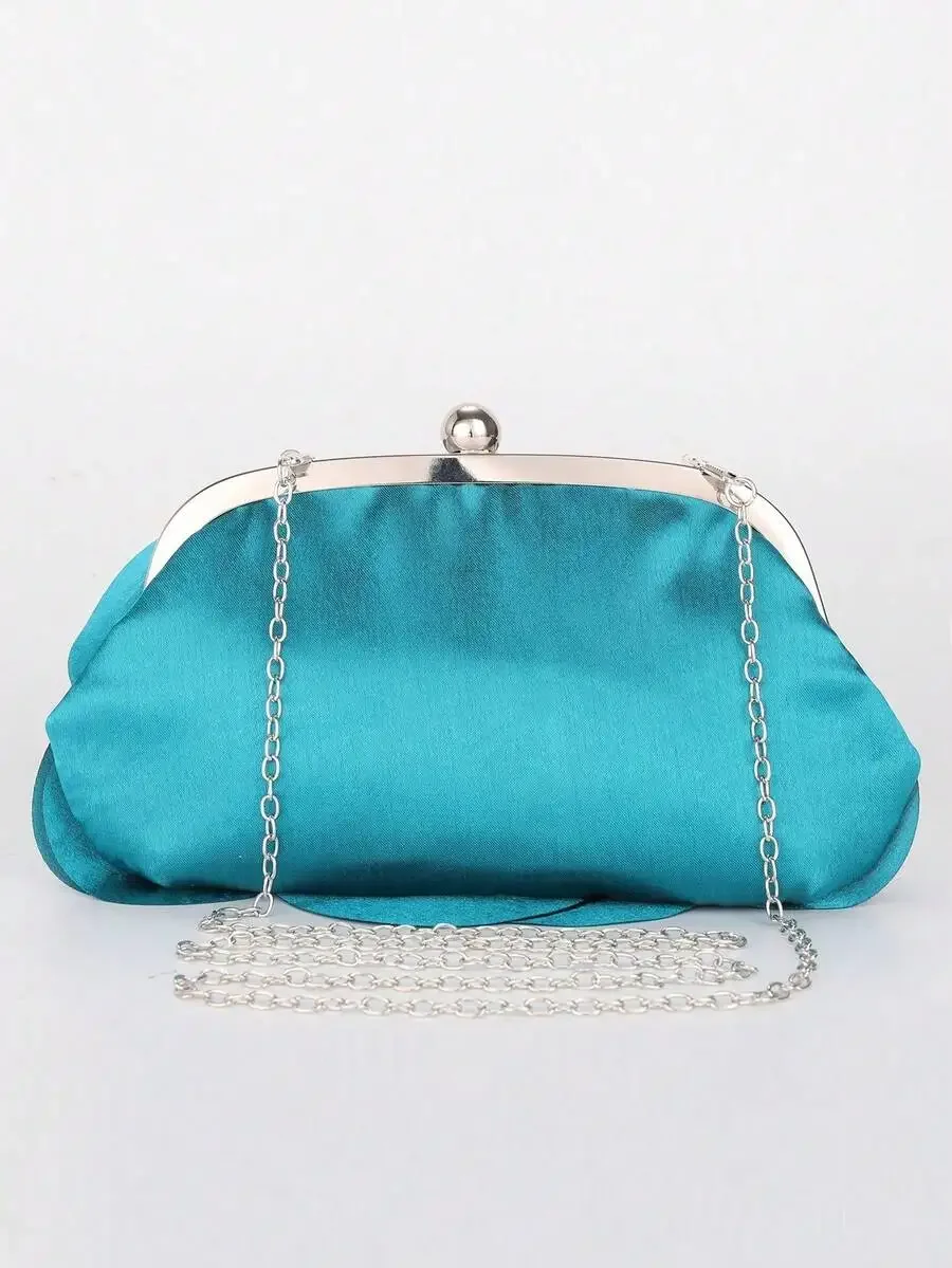 Turquoise Satin Clutch Evening Bag With Chain Strap For Wedding Party
Turquoise Satin Clutch Evening Bag With Chain Strap For Wedding Party