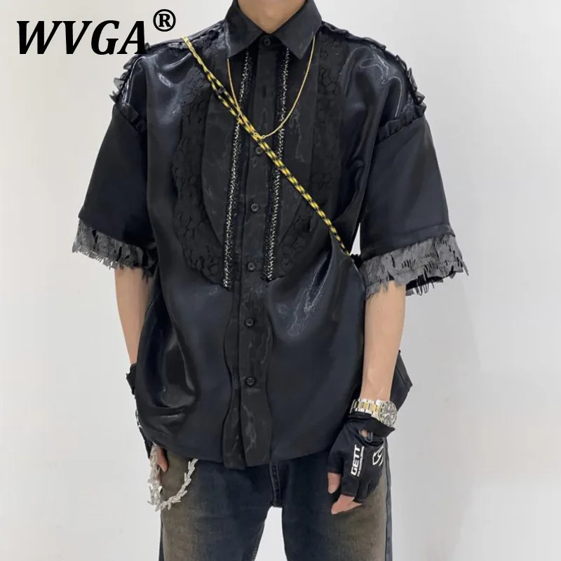 WVGA Spring Summer New Man High Street Lace Patchwork Turn-down Collar Trendy Short Sleeve Shirt Niche Chic Casual Top Ins W9526
WVGA Spring Summer New Man High Street Lace Patchwork Turn-down Collar Trendy Short Sleeve Shirt Niche Chic Casual Top Ins W9526