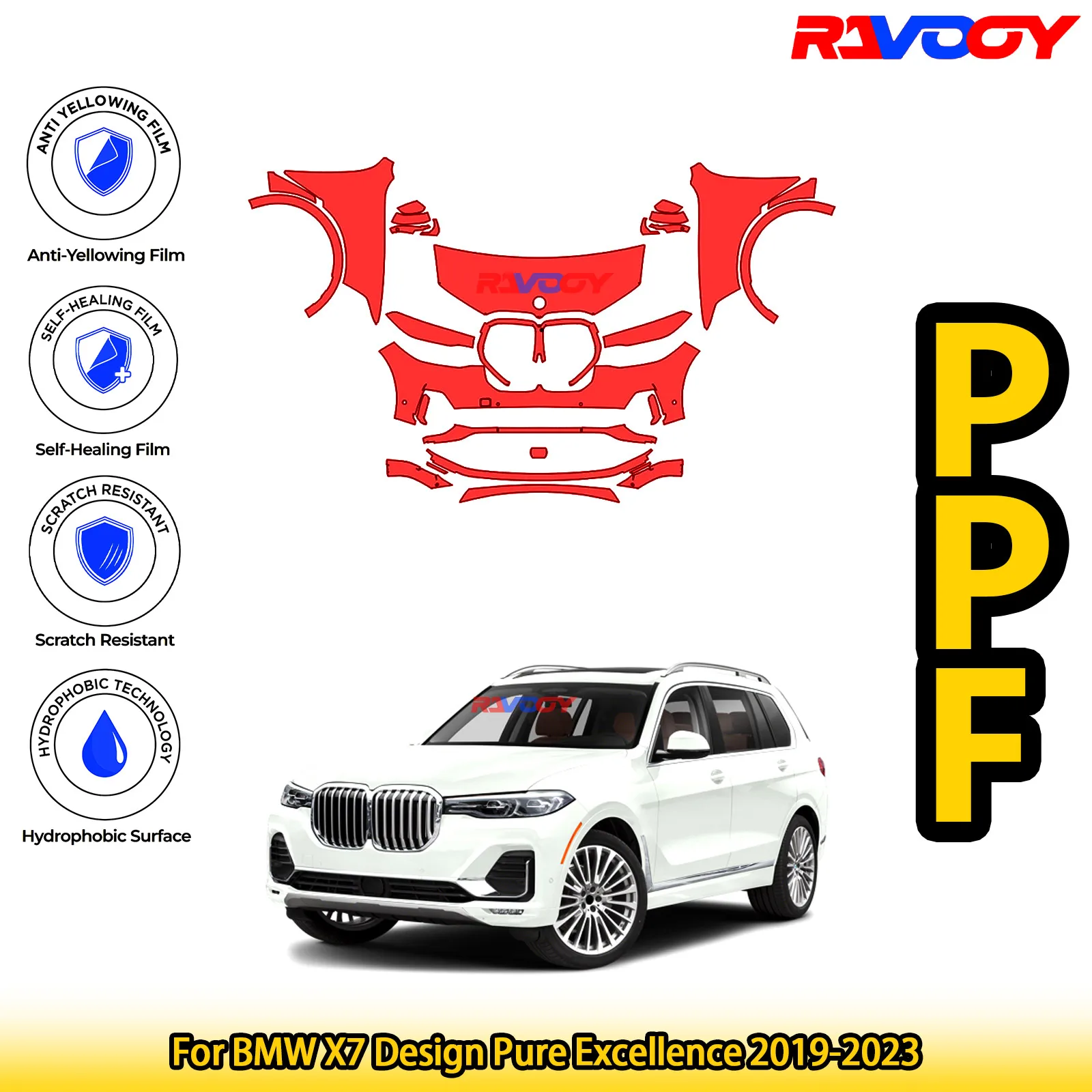 Для BMW X7 Design Pure Excellence 2019-2023 глянцевый матовый черный предварительно вырезанный передний комплект PPF защитная пленка для краски
Для BMW X7 Design Pure Excellence 2019-2023 глянцевый матовый черный предварительно вырезанный передний комплект PPF защитная пленка для краски