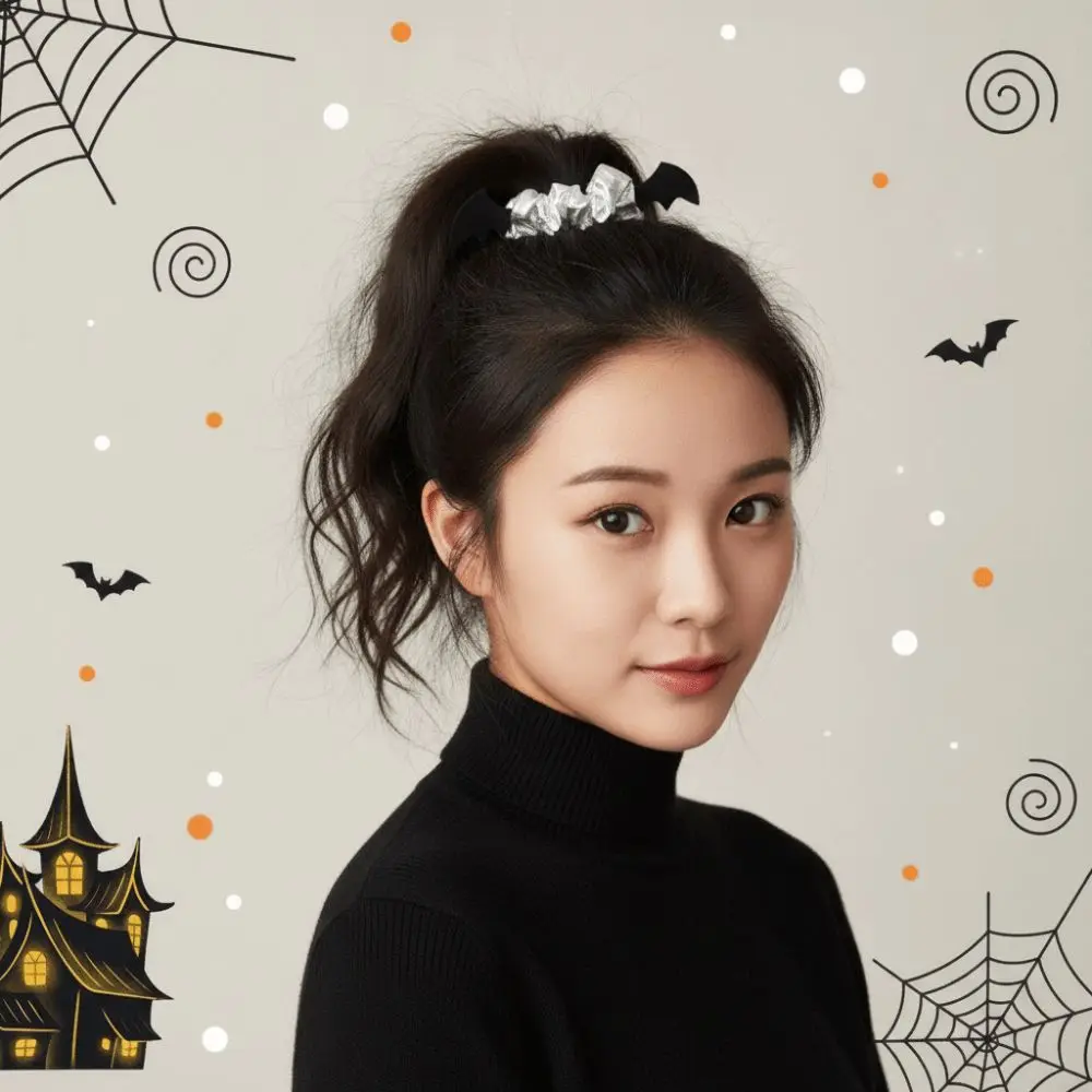 High Elastic Halloween Scrunchies Shiny Metallic Gold / Silver Bat Wing Hairband Strong Grip Soft Fabric Spider Hair Tie
High Elastic Halloween Scrunchies Shiny Metallic Gold / Silver Bat Wing Hairband Strong Grip Soft Fabric Spider Hair Tie