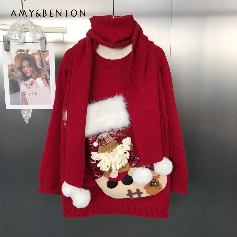 Американский винтажный стиль, рождественские носки, атмосферный новогодний красный теплый свитер-пуловер, зимняя одежда Y2K Kawaii для женщин
Американский винтажный стиль, рождественские носки, атмосферный новогодний красный теплый свитер-пуловер, зимняя одежда Y2K Kawaii для женщин