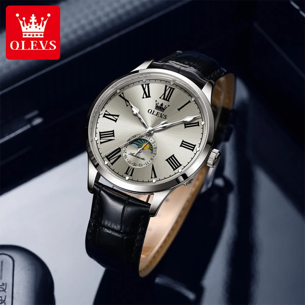 OLEVS Mens Watch Mechanical Watch Leather Strap Waterproof Super Luminous Moon Phase Luxury Sports Watches For Man Gifts 7118
OLEVS Mens Watch Mechanical Watch Leather Strap Waterproof Super Luminous Moon Phase Luxury Sports Watches For Man Gifts 7118