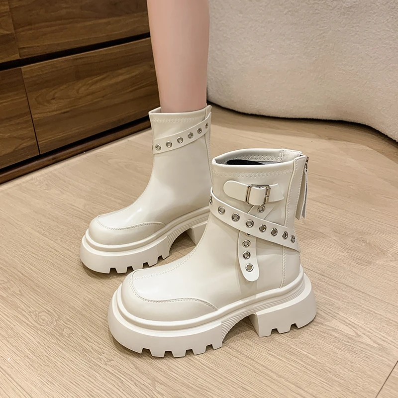 Women Platform Ankle Boots Punk Buckle Chunky Shoes Fashion Leather Snow Boots 2024 Trend Autumn New Hot Sale Motorcycle Boots
Women Platform Ankle Boots Punk Buckle Chunky Shoes Fashion Leather Snow Boots 2024 Trend Autumn New Hot Sale Motorcycle Boots