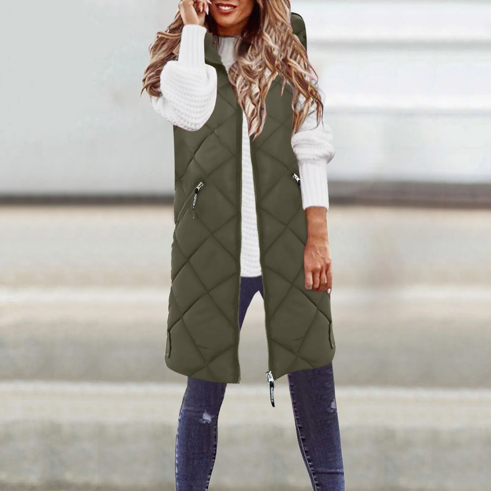 Zipper Sleeveless Autumn Winter Long Padded Vest Loose Hooded Casual Padded Jacket Solid Color Fashion Padded Coats Women
Zipper Sleeveless Autumn Winter Long Padded Vest Loose Hooded Casual Padded Jacket Solid Color Fashion Padded Coats Women