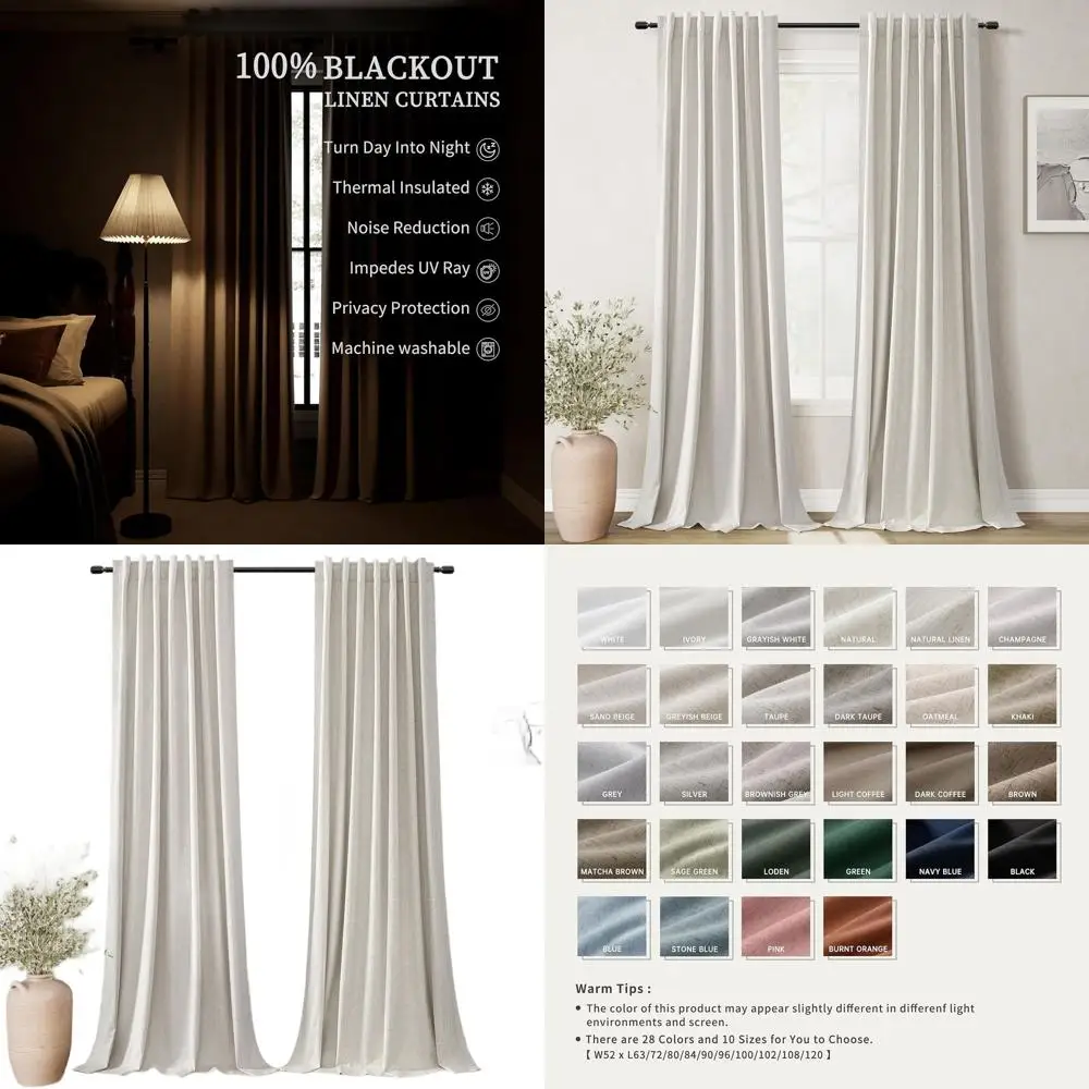 Затемняющие льняные шторы, длина 84 дюйма, кремово-бежевые, комплект из 2 панелей с креплением на петлях
Затемняющие льняные шторы, длина 84 дюйма, кремово-бежевые, комплект из 2 панелей с креплением на петлях