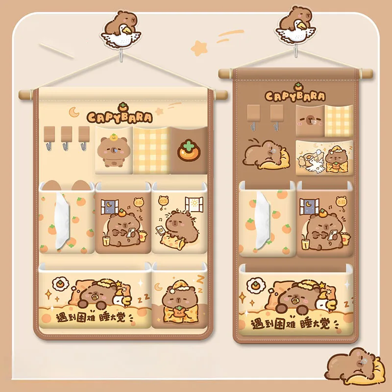 Cute Capybara Wall Hanging Storage Bag Multi Pocket Door Organizer with Hooks Kawaii Cartoon Fabric Storage Pouch for Home Dorm
Cute Capybara Wall Hanging Storage Bag Multi Pocket Door Organizer with Hooks Kawaii Cartoon Fabric Storage Pouch for Home Dorm