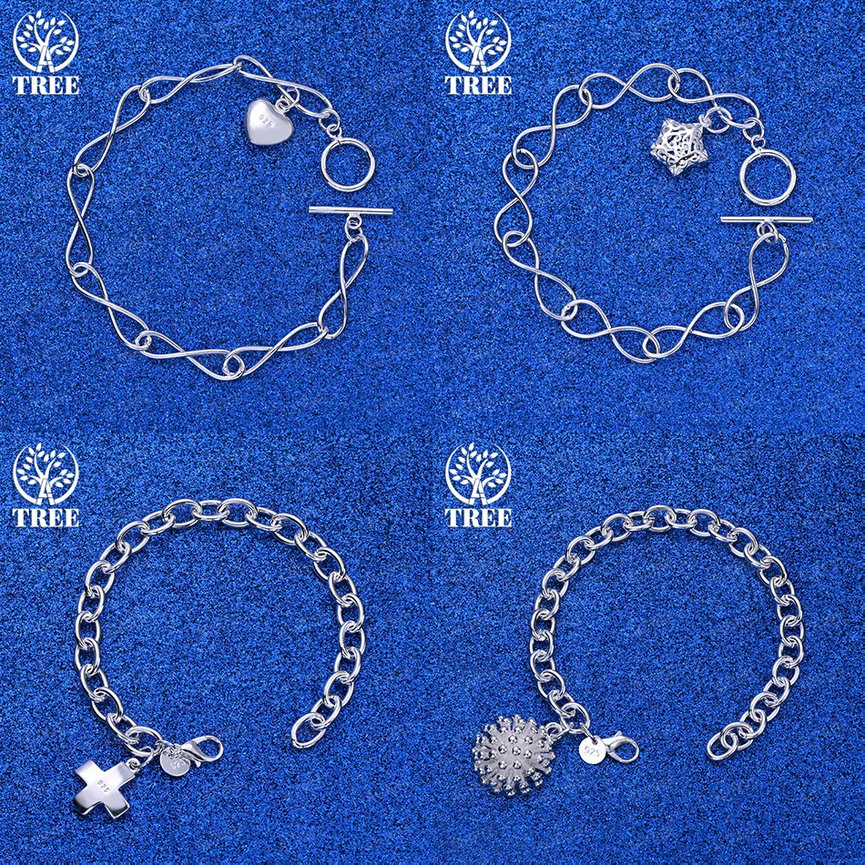 Fashion Charm Jewelry 925 Sterling Silver Heart Star Flower Cross Pendant Bracelets Women Birthday Party Cute Gift Accessories 
Fashion Charm Jewelry 925 Sterling Silver Heart Star Flower Cross Pendant Bracelets Women Birthday Party Cute Gift Accessories