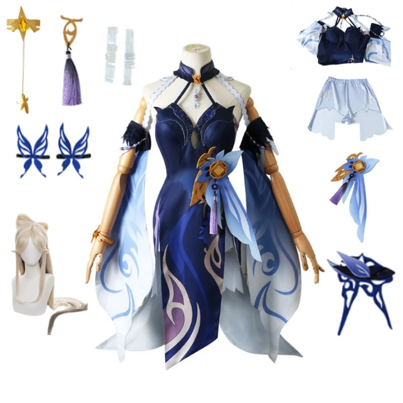 Orchid's Evening Gown Ningguang Cosplay Costume Genshin Impact Purple White Gradient Qipao Dress Full Set for Women
Orchid's Evening Gown Ningguang Cosplay Costume Genshin Impact Purple White Gradient Qipao Dress Full Set for Women
