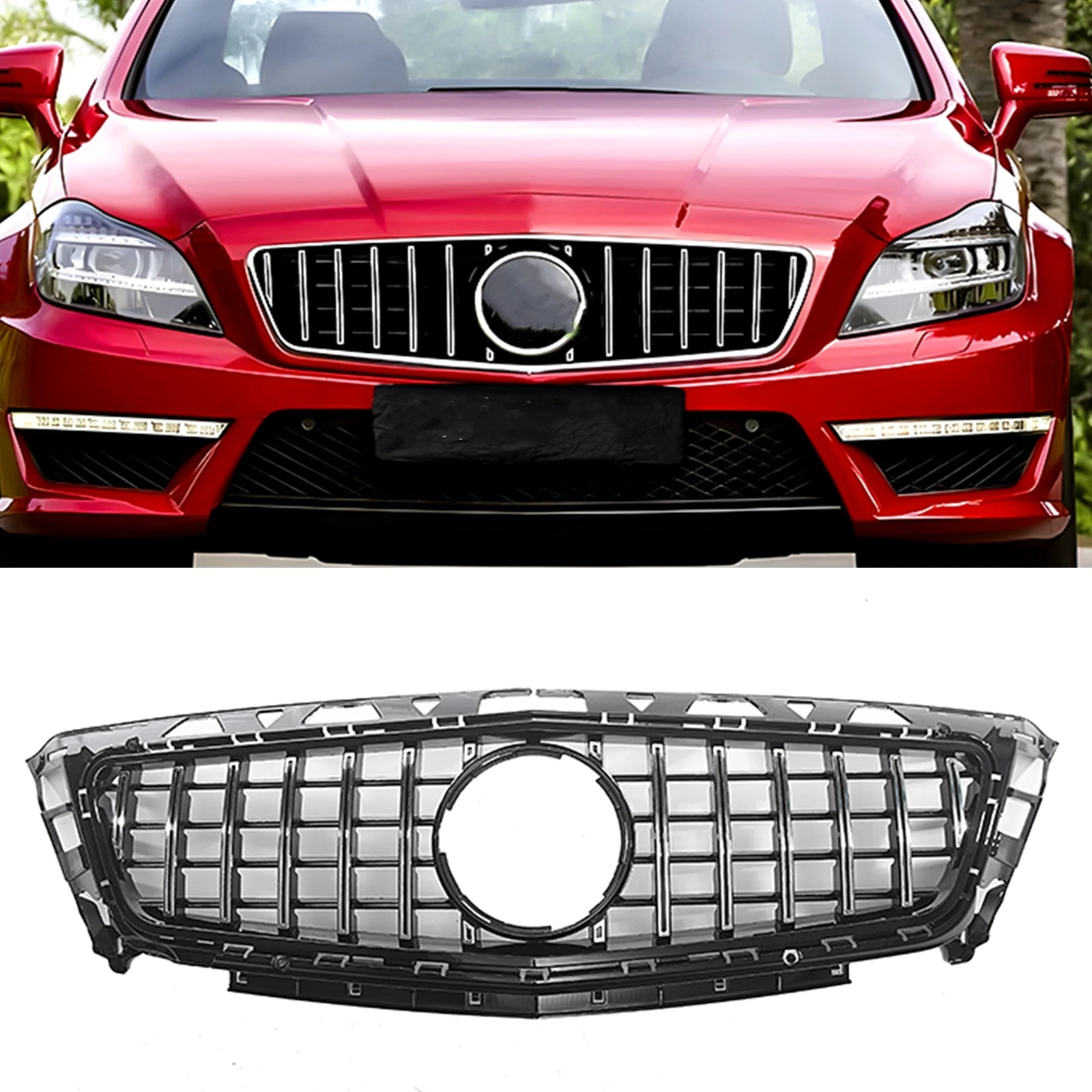 Передняя решетка гриль для Mercedes Benz W218 CLS63 AMG / CLS63 AMG S 2012-2014 GT стиль серебристый/черный верхний бампер
Передняя решетка гриль для Mercedes Benz W218 CLS63 AMG / CLS63 AMG S 2012-2014 GT стиль серебристый/черный верхний бампер
