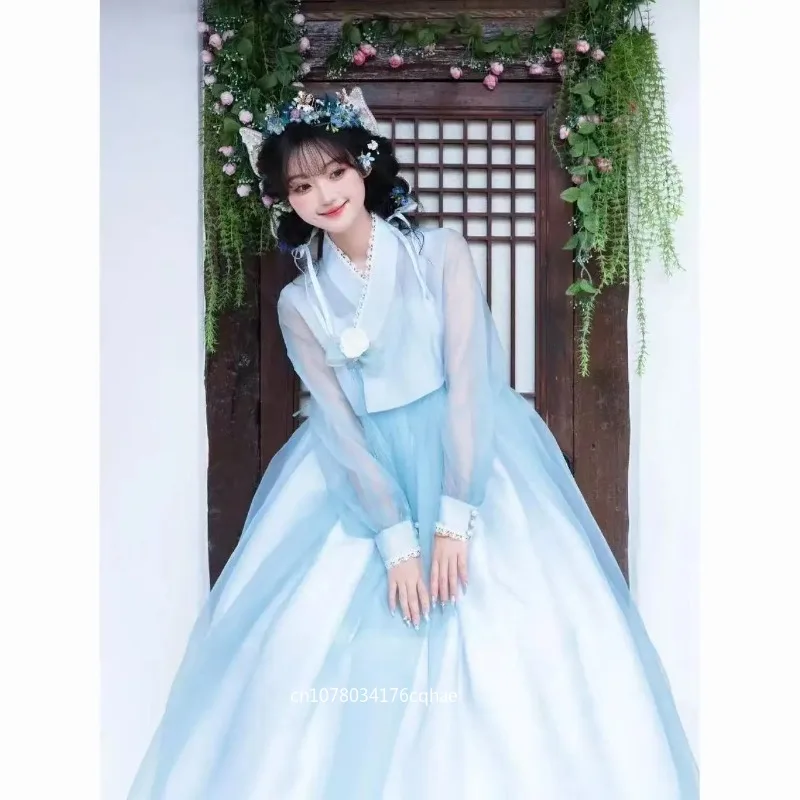 Elegant Blue Hanbok for Woman Traditional Korean Clothing Princess Cosplay Costume High-end Travel Wedding
Elegant Blue Hanbok for Woman Traditional Korean Clothing Princess Cosplay Costume High-end Travel Wedding