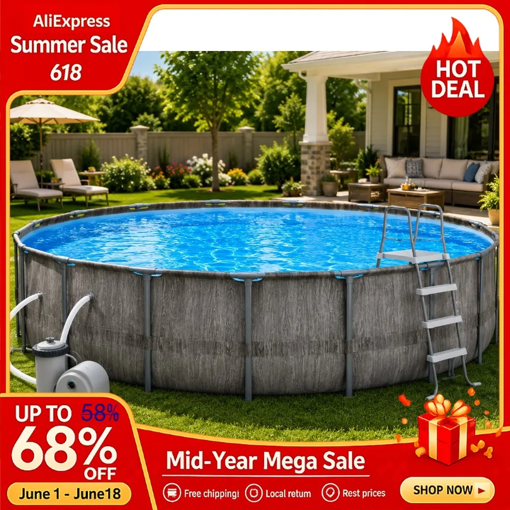 Oasis Designer Round Outdoor Pool Set w/ Filter Pump, Ladder & Greywood Finish Cover Custom
Oasis Designer Round Outdoor Pool Set w/ Filter Pump, Ladder & Greywood Finish Cover Custom