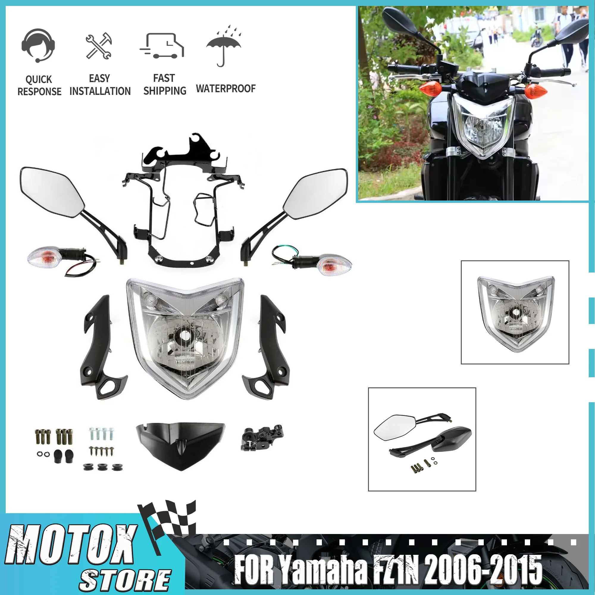 Подходит для Yamaha FZ1 N FZ1N FZ-1 2006-2015 2007 2008 2009 2010 2011 Комплект фар, указатель поворота, зеркальный кронштейн, инструмент
Подходит для Yamaha FZ1 N FZ1N FZ-1 2006-2015 2007 2008 2009 2010 2011 Комплект фар, указатель поворота, зеркальный кронштейн, инструмент