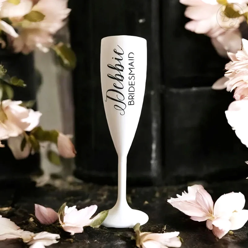 Personalized Plastic Wedding Glasses Custom White Plastic Glass for Wedding Bridesmaid, Hen Party Plastic Champagne Glasses
Personalized Plastic Wedding Glasses Custom White Plastic Glass for Wedding Bridesmaid, Hen Party Plastic Champagne Glasses